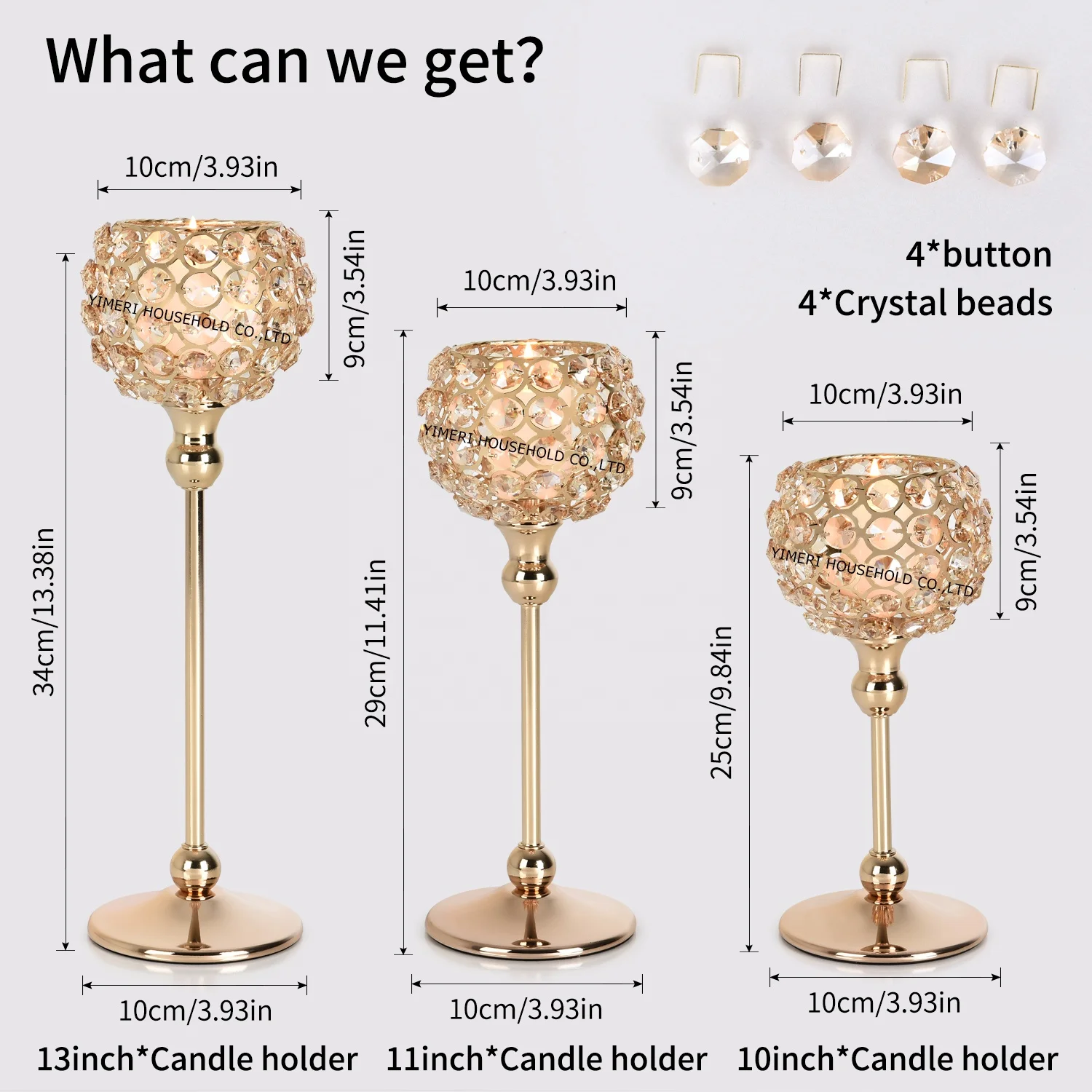 Crystal Ball Candle Holder for Centerpieces Gold Pillar Metal Luxury 5 Size 50 Gold Silver Plating European Style Weddings