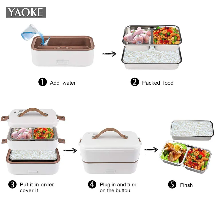 2024 New Style 60W Fast Food Warmer Electric Lunch Box 3 in 1 Food Heater Portable Electric Lunch Boxes for Car Truck Office