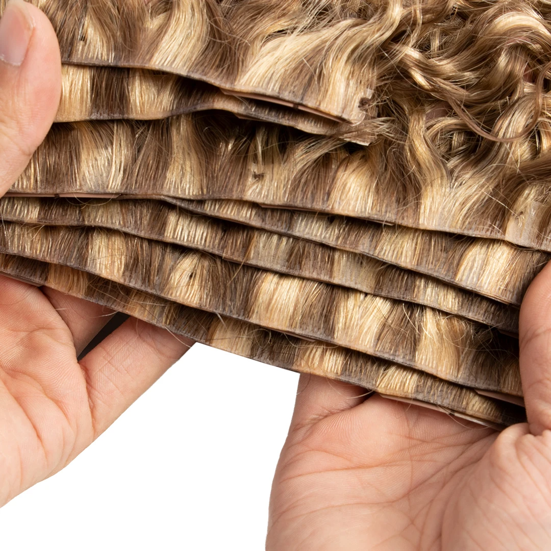 Raw Unprocessed Virgin Peruvian Hair Weave invisible clip in jerry curly Hair 100 human skin seamless PU clip in hair weft