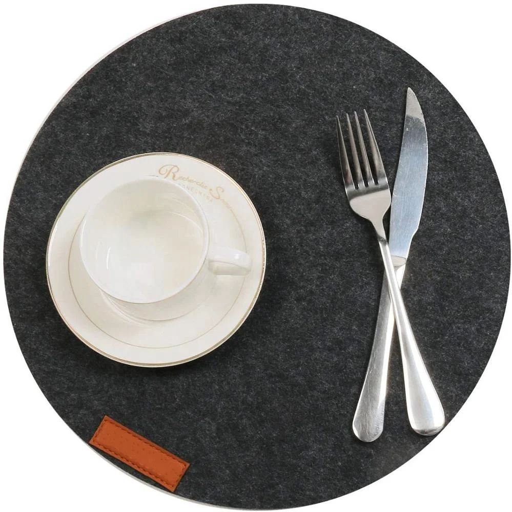 6 Pack Heat Insulation Table Mat 33cm Round Felt Placemat