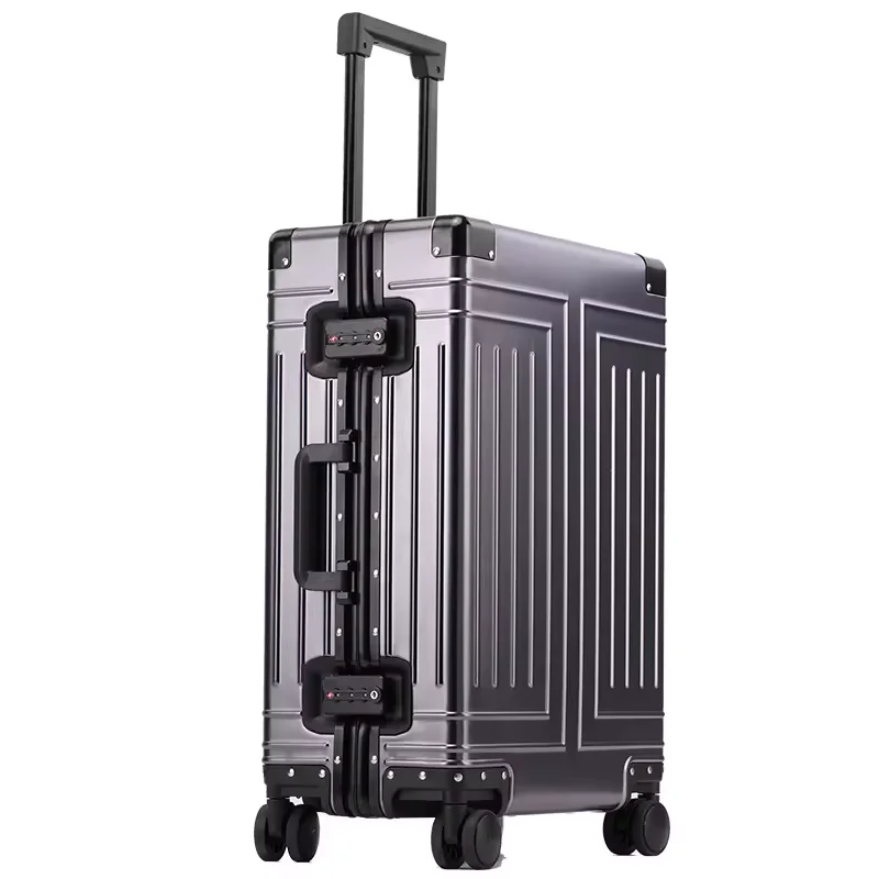 China Factory case suitcase travel luggage set for outdoors large capacity aluminum frame pure metal suitcases