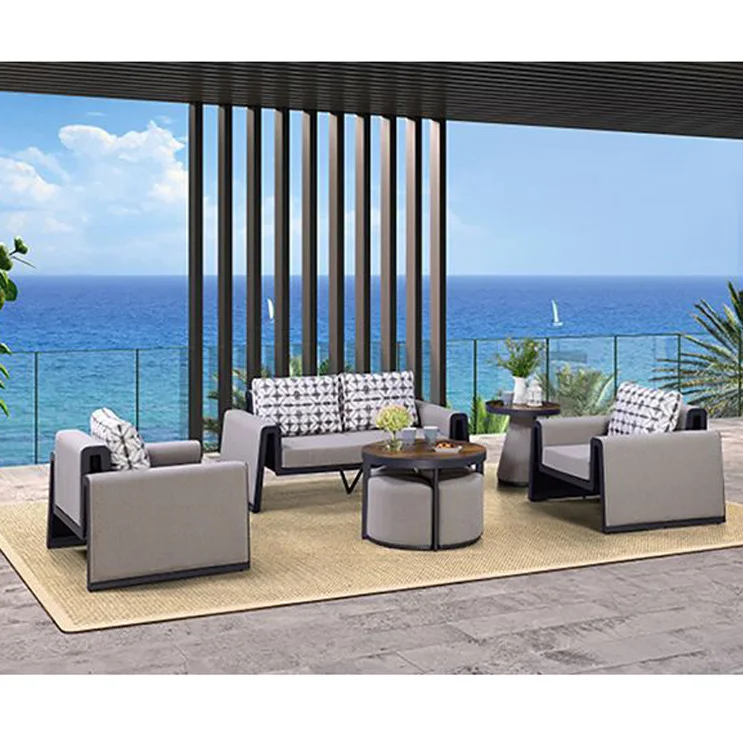 Wholesale Aluminum Waterproof Fabric Outdoor Wicker Chair Sofa Garden Outdoor Courtyard