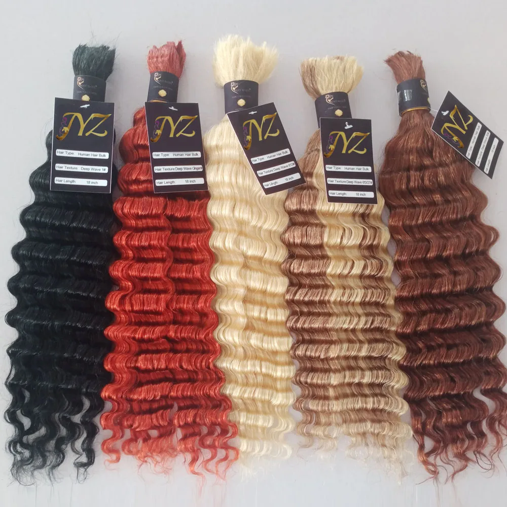 quality guaranteed raw unprocessed deep wave 4# 27# 30# 613# red burg hair bulk unwefted human hair extensions for braiding