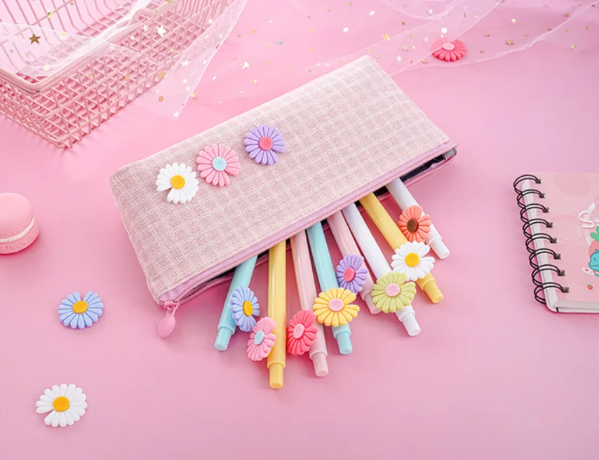 Popular Daisy Press 0.5mm Ballpoint Pen Colorful Black Gel Pen Writing Tool For Office School