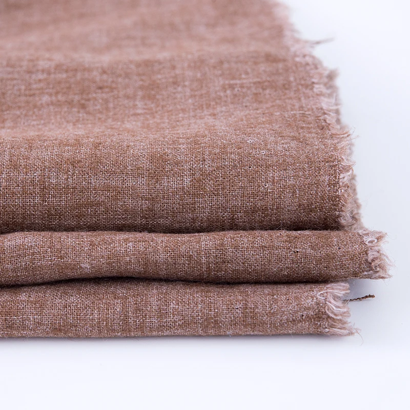 Заводская поставка, кофейного цвета, тонкая конопляная полиэфирная легкая тканая ткань для летней одежды, рубашка, платье, брюки