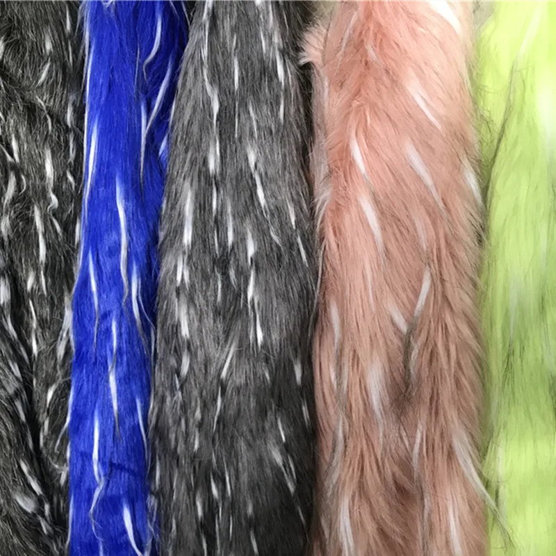 Wholesale Long Hair Jacquard Polyester Dye-tip Raccoon Faux Fur Fabric For Collar