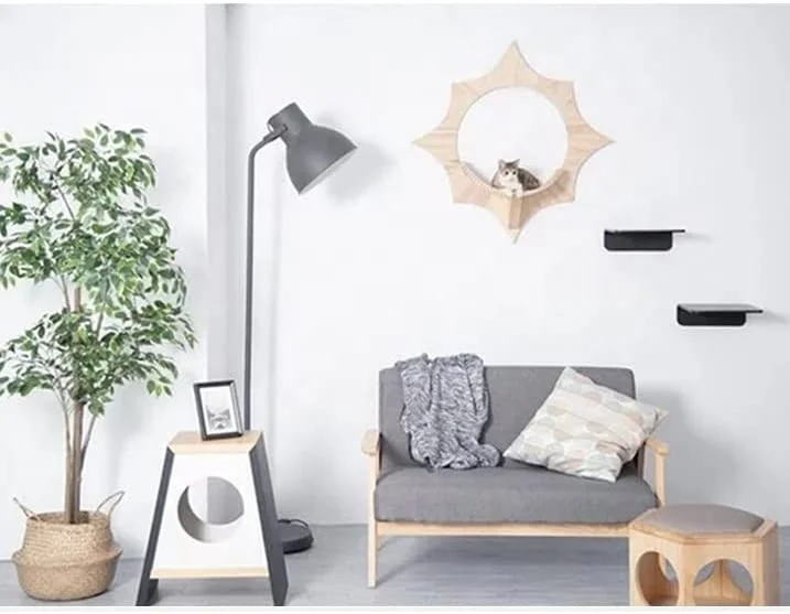 DIY Wall Mounted Solid Wood Cat Jumping Platform Cat Climbing Frame Cat Tree Wall Pet Furniture