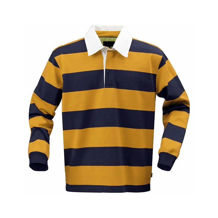 B17 Striped Long Sleeve Rugby Polo Custom Made Heavy Weight Unisex Football Jersey Quick-dry Rugby Polo Men Women