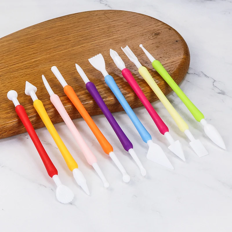 9Pcs Set Fondant Modeling Tools Set Cake Marshmallow Sculpting Tools Set for Cake Decorating