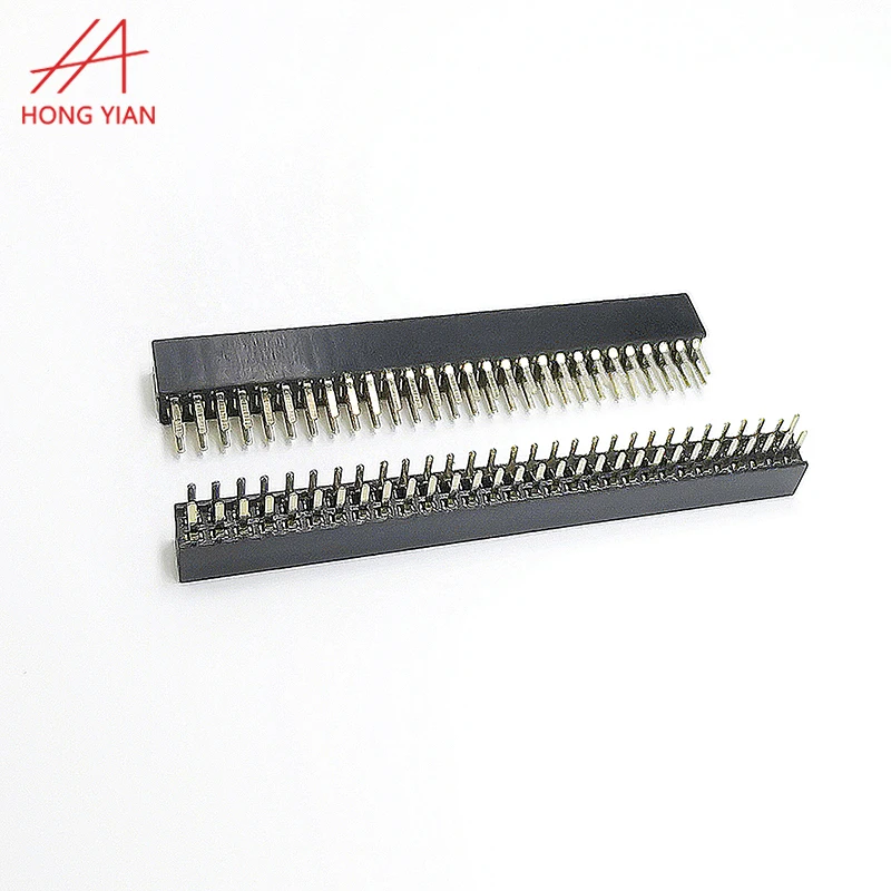 PCB Board to Board Connector Single/Double Row Right Angle 2.54 3.96 .5.08mm Pitch Gold Flash 2-80Pins Male Pin Header