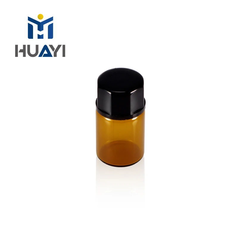 Wholesale Price Amber 2ml Mini Capacity Portable Glass Tube Vial Bottle With Plug And Plastic Screw Cap