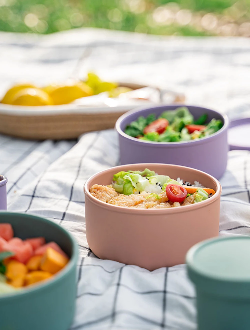 Oven Safe  Bpa Free Silicone Bento Lunch Box For Children Leakproof Salad Silicone Lunch Bento Box Safe