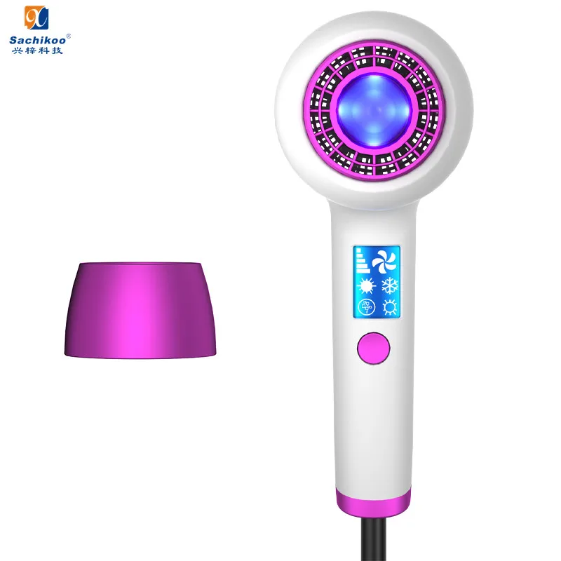 
High concentration anion portable big LCD display hair care hair dryer 