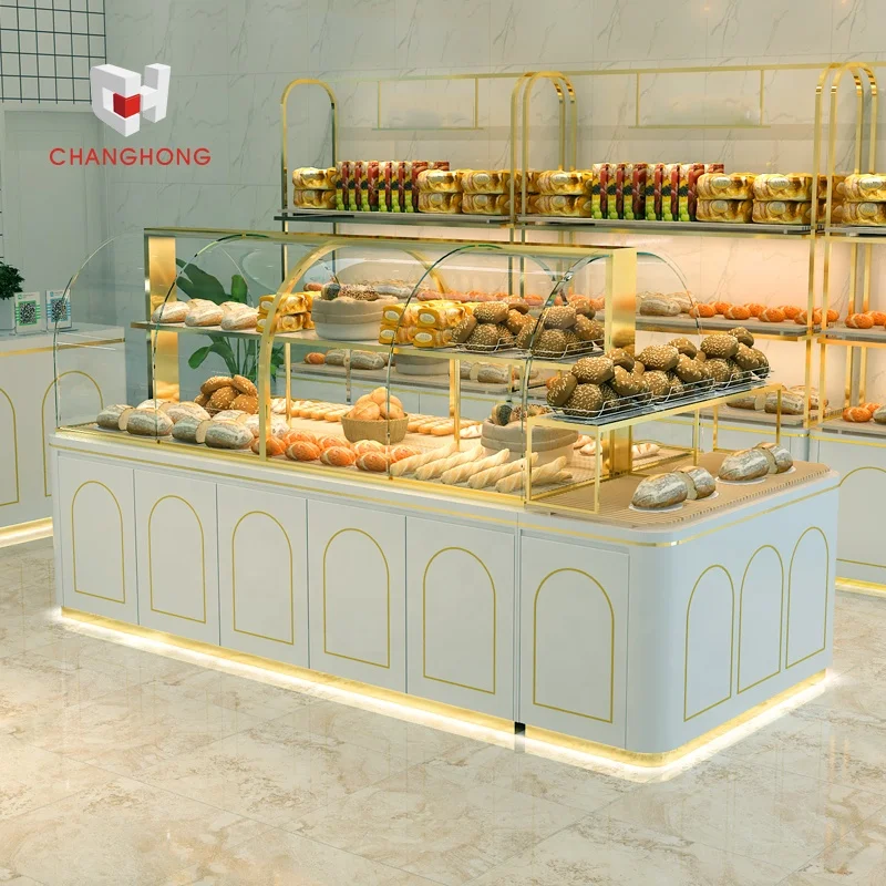 Bread display showcase cabinet wood cake case shelf counter wooden bakery display racks