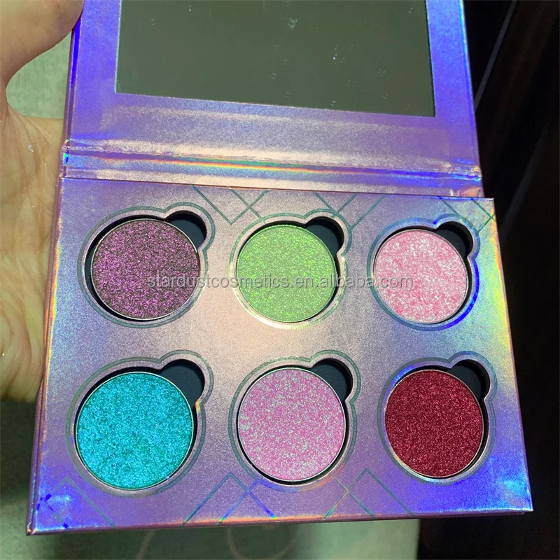 6 color pink purple holographic magnetic palette diy eyeshadow duo chrome mono chameleon 100 colors makeup cosmetic eye shadow