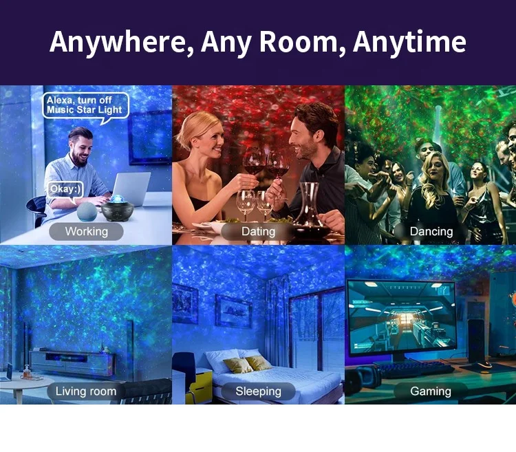 DJ Lights Smart Galaxy Projector Star Night Starry Laser Projector Light BT Music Speaker For Home