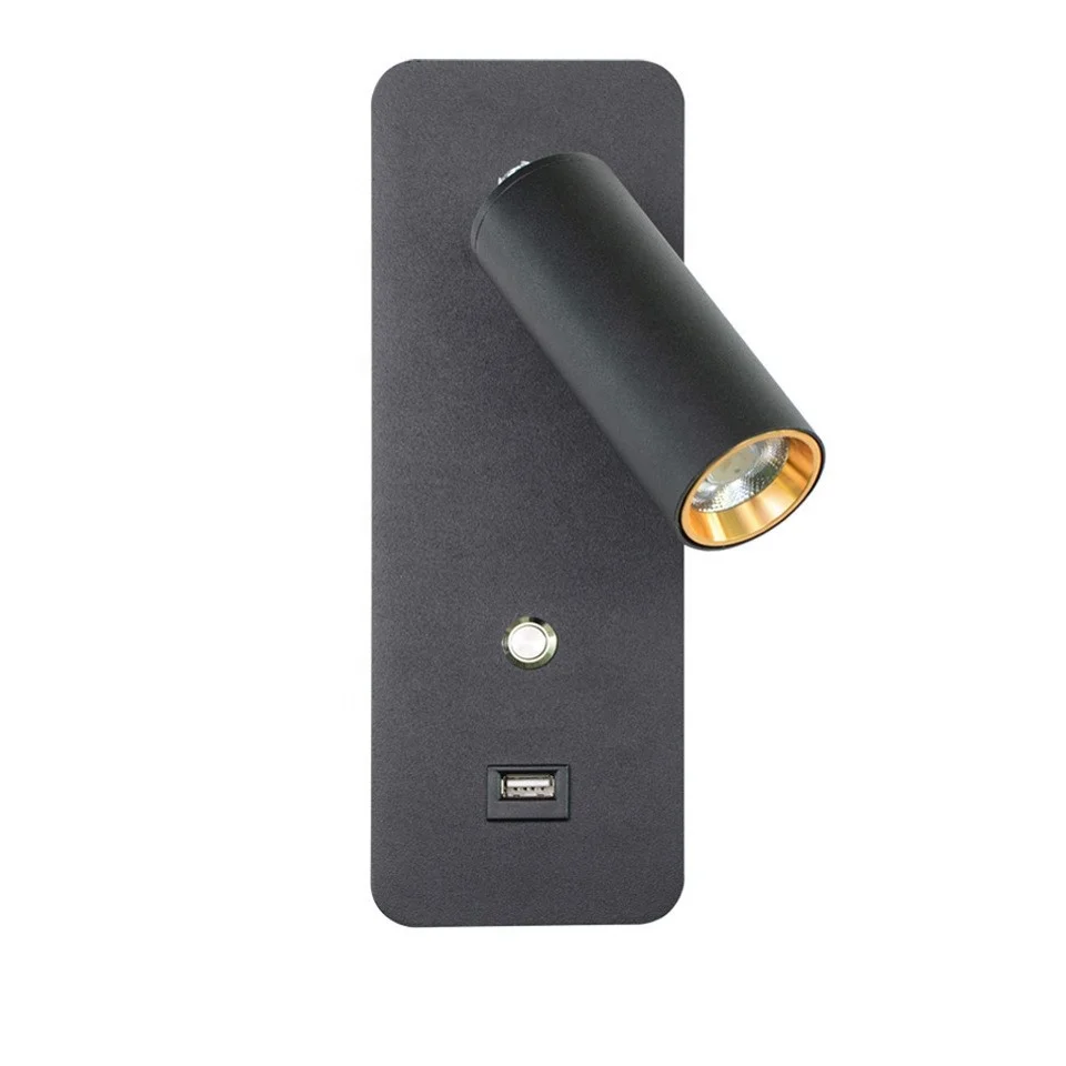 Keehome New 3000K Warm LED Wall Lights With Switch And USB Interface Hotel Recessed Led Reading Wall Light