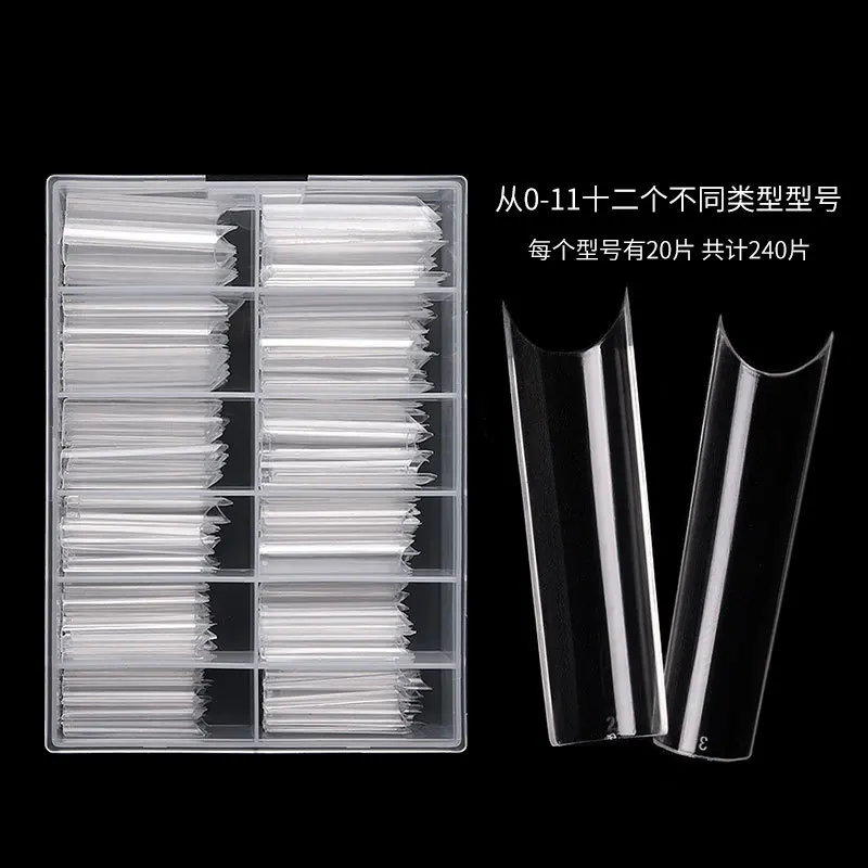 NT164 240pcs/box half cover water pipe design long nail tips press on nails UV gel polish DIY manicure accessories tools
