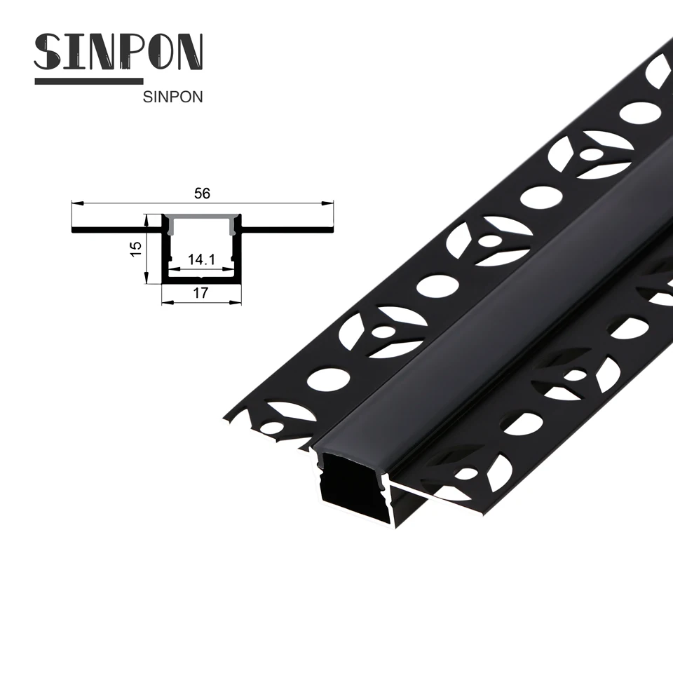 Chinese High quality Best Price 56*15mm Drywall Mounted Small Plaster in Extrusion Led Aluminum Profile With Housing Cover