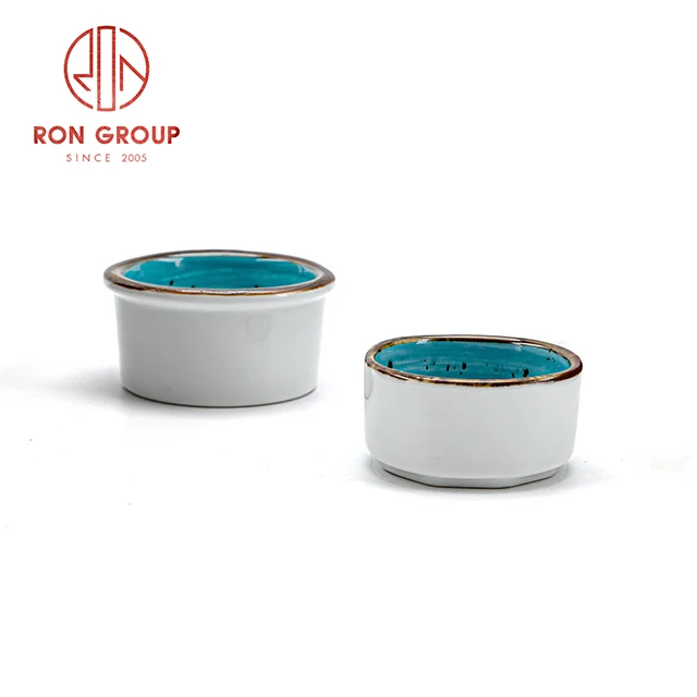 Mini Round Stackable Restaurant Hotel Small sauce dish ceramic tableware double use baking use ceramic ramekins