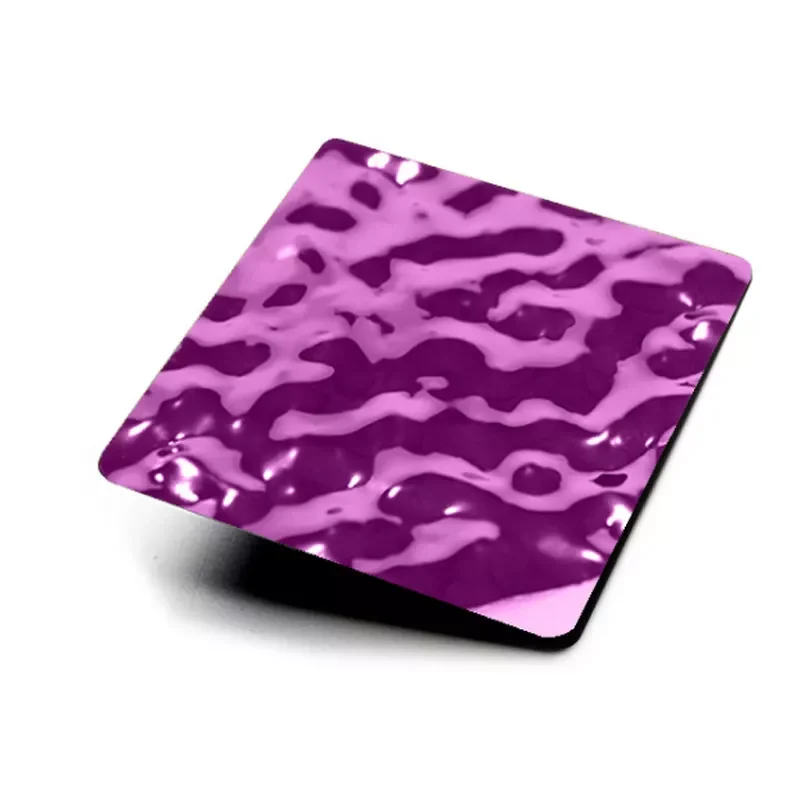 PVD Color Blue Mirror Water Ripple Stainless Steel Stamped Wave Sheet for Wall Panel Ceiling Decoration