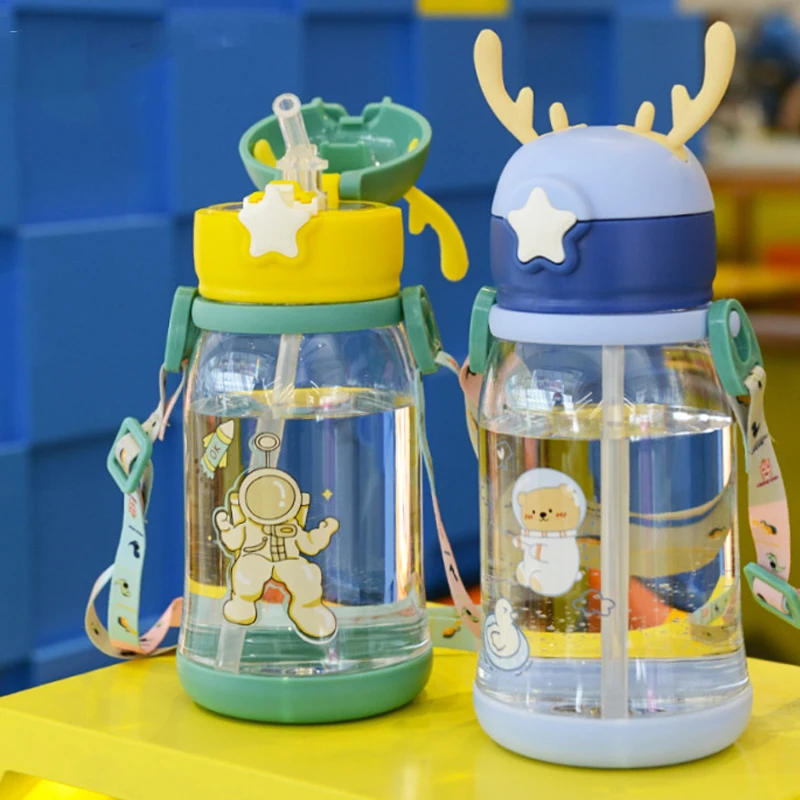 480 мл бутылка для воды в виде героев мультфильмов детских бутылочек с соломинки Герметичная Бутылка детская детей из нержавеющей стали школы