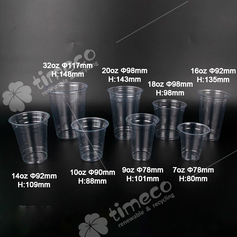 wholesale 16oz PET cup PLA drink coffee cup with lids and straw cold drink disposable plastic cups custom