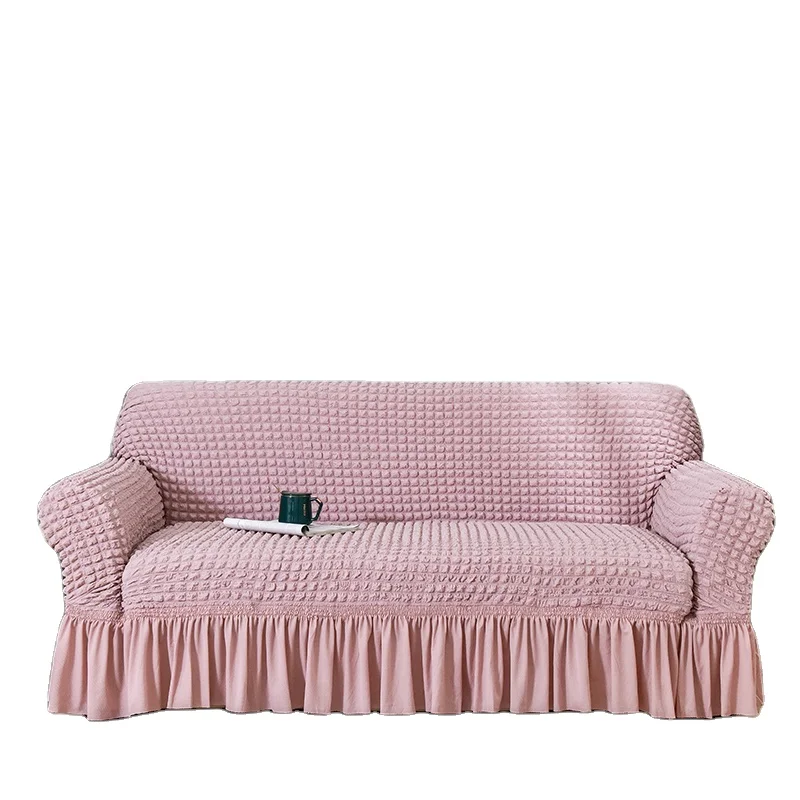 Hot Sale Seersucker slipcover with skirt High Spandex Fabric Sofa Protector Universal stretch Sofa cover