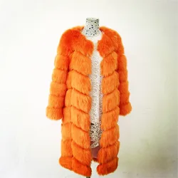 new high quality cheap faux Fox Fur Vest fake Fur Coat For Jacket female coats Vest Waistcoat 110cm long large size Fur Coats