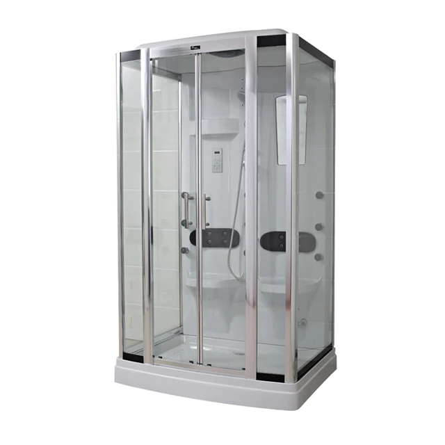 White rectangular shower cabin tempered glass shower enclosures with base