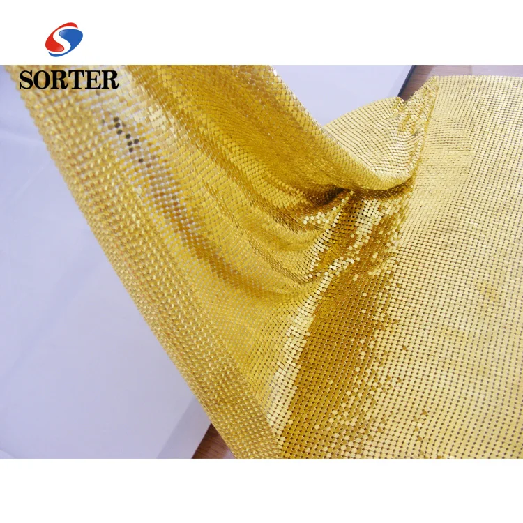 gold color aluminum metal mesh fabric for garment