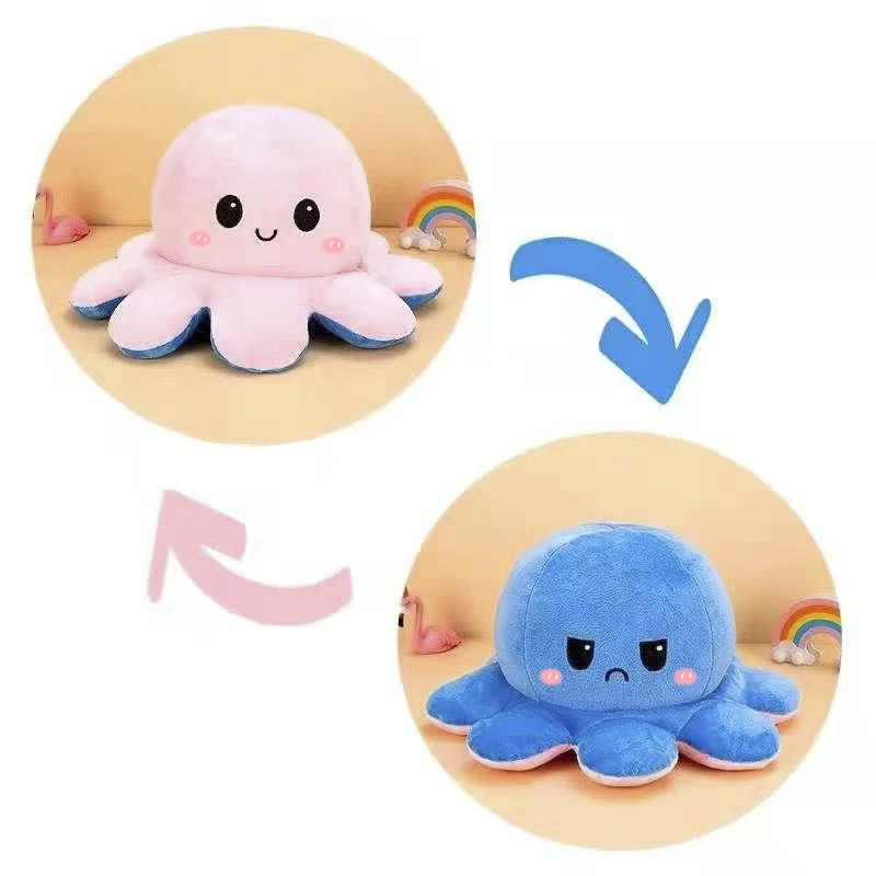 40Cm Wholesale Double-Sided Octopus Reversible Christmas Octopus Plush Pillow Plush Octopus Reversible