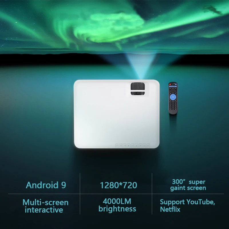 Small Mini LCD Led 1080P Android Auto Focus Projector Outside Indoor Game for TV PC Computer Smart Phone