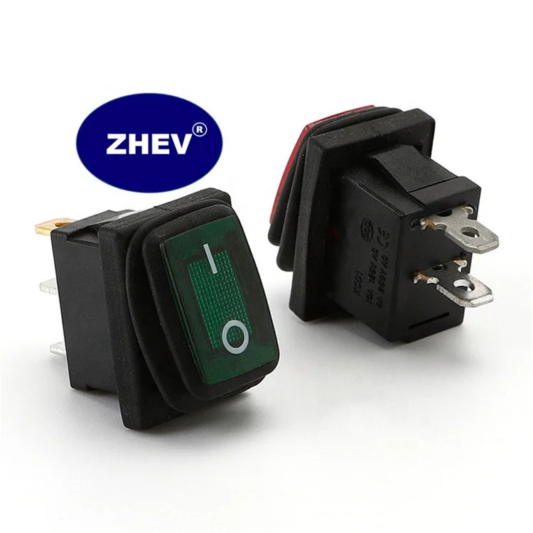 ON-OFF 2 Pin KCD1 Waterproof Switch With Green Rocker Marine M20