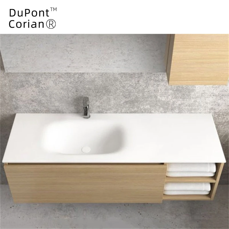Dupont Acrylic Lowes Vessel Shape Acrylic Carton Box Modern White Solid Surface Countertop Basin Polished 2pcs