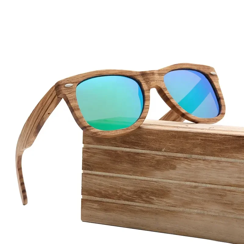 Top Selling China Suppliers Fashionable Custom Bamboo Wood Sunglasses Luxury Handmade Zebra Wooden Sun Glasses with Metal Rivet
