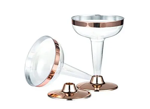 
High Quality Rose Gold Rim Hard Plastic Martini Glass 