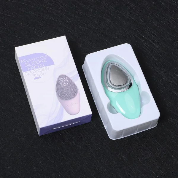 2024 New Electric Sonic Facial Cleansing Brush EMS Skin Rejuvenation Home-use Beauty Device  OEM/ODM Silicone LED Facial Brush