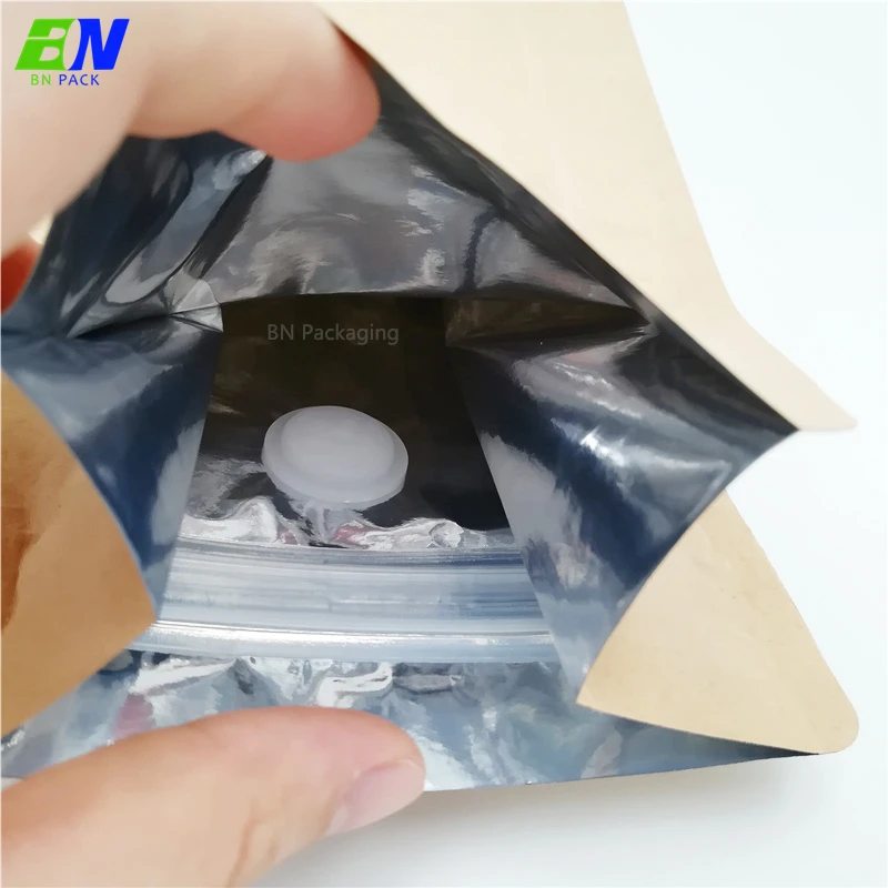 Eco friendly sachet flat pouch packaging Kraft compostable heat seal bags