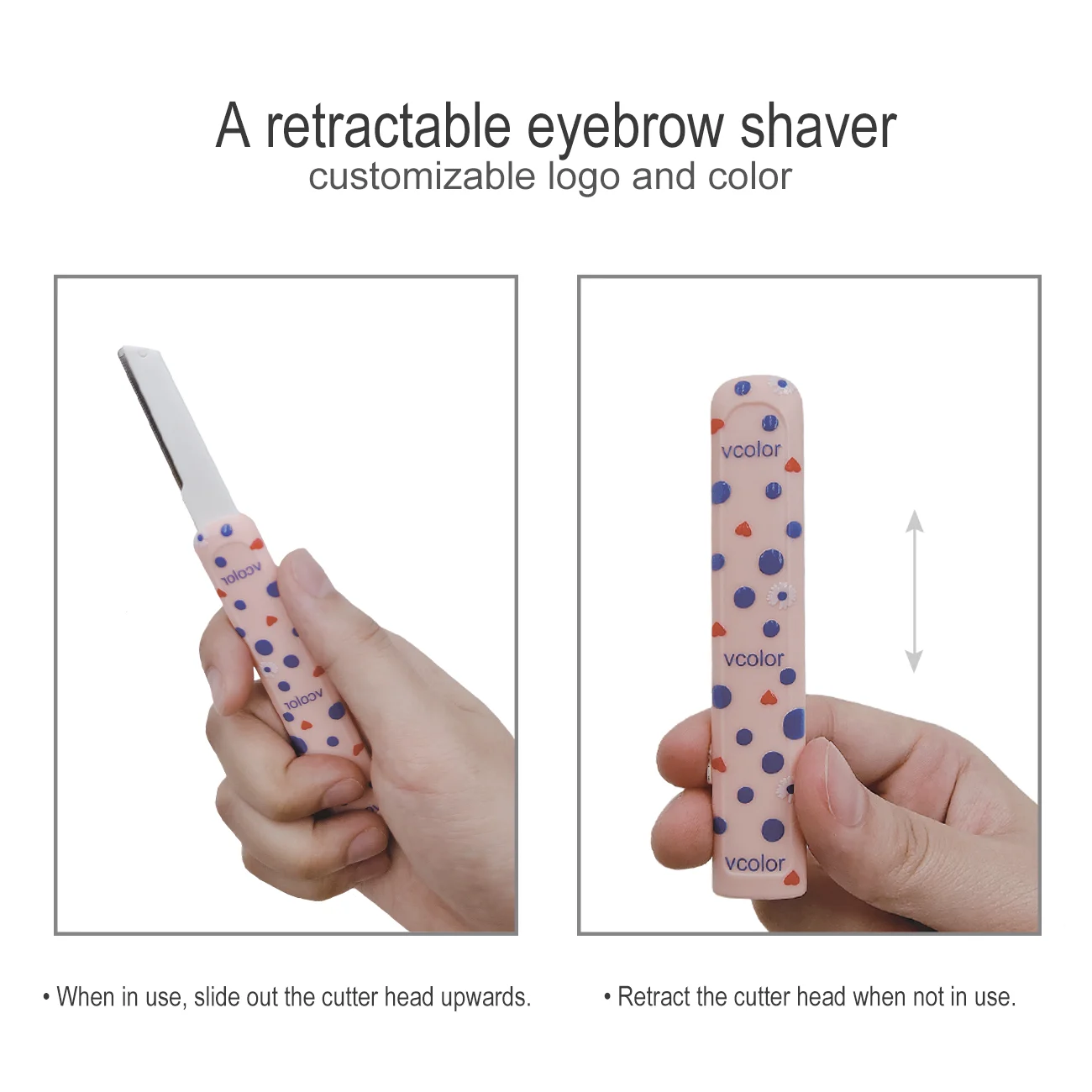 Customizable logo and color OEM retractable EyeBrow Razor Facial Trimmer Eyebrow Razor Trimmer