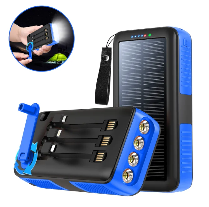 Private model with line solar power bank, 30000 mAh hand crank power bank,outdoor mobile power supply manufacturer
