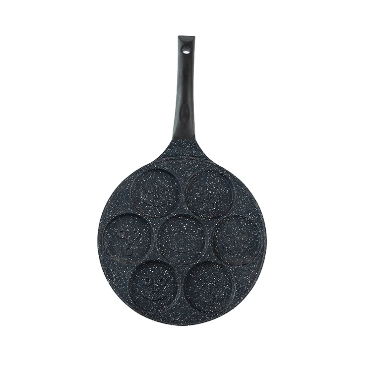 7-Mold Cast Aluminum Pancake Griddle Best Selling 26cm Cast Aluminium Smile Pancake Pan