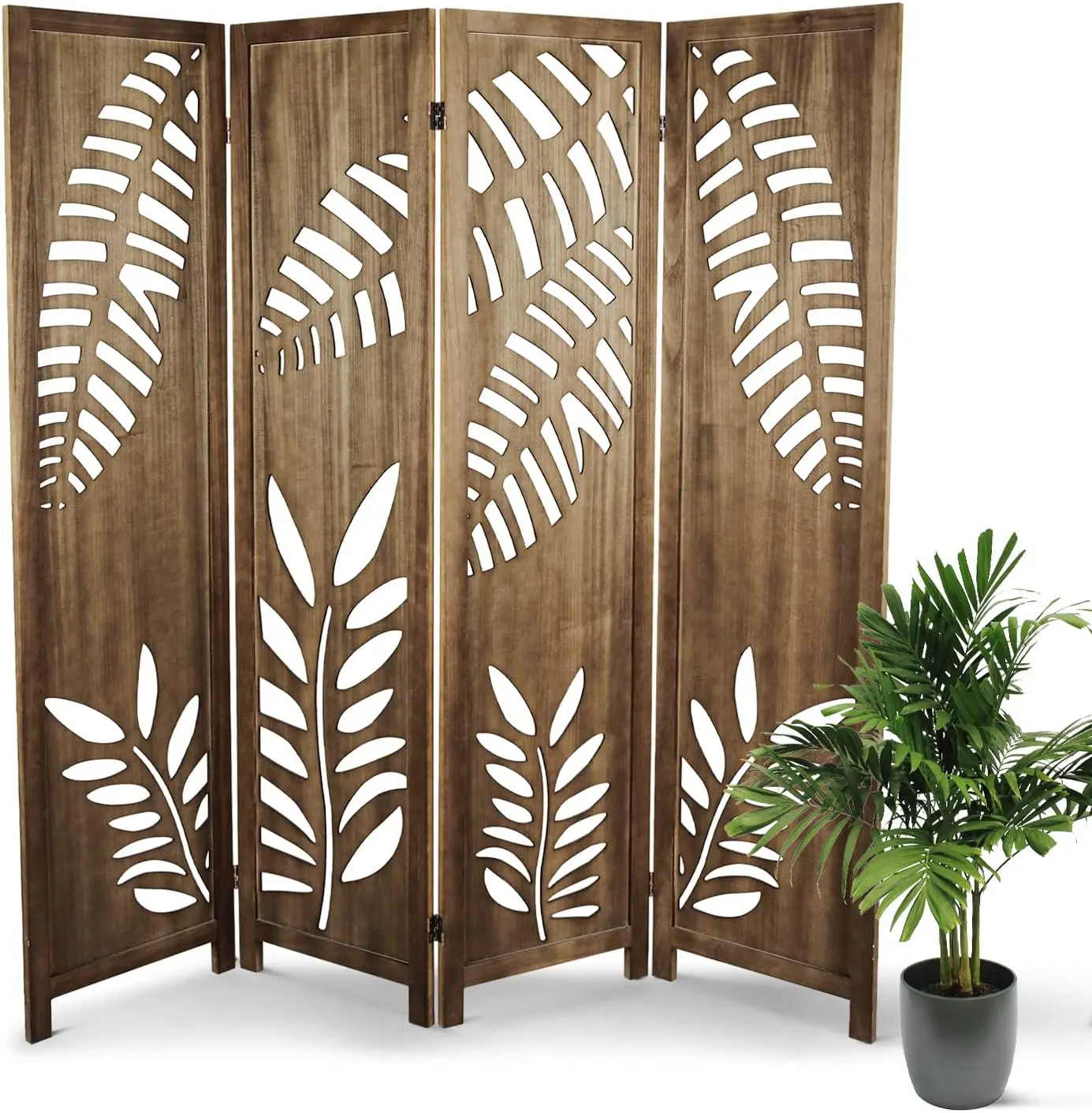Оптовая продажа 4 панели разделители для комнаты домашние резные деревянные складные экраны уединения