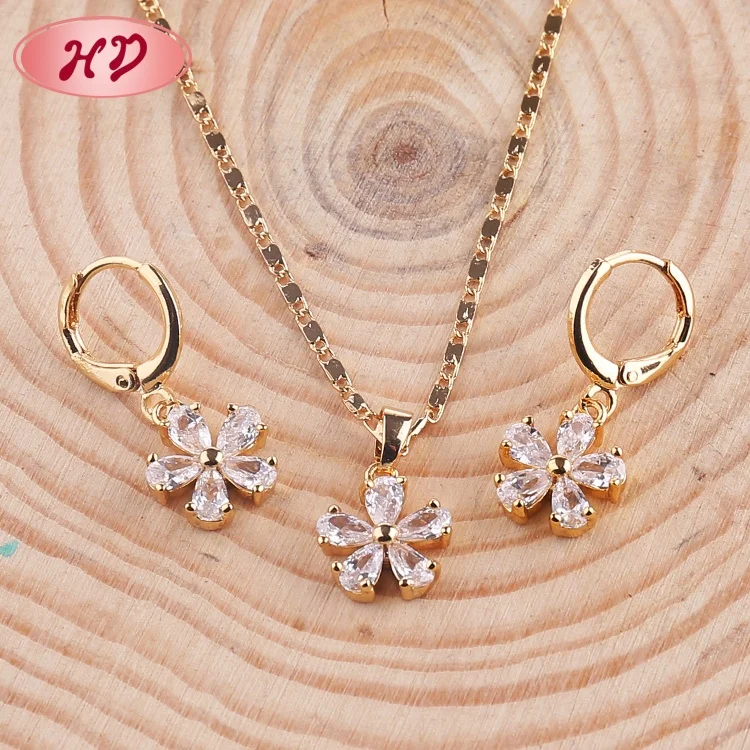 wholesale 2015 fashion female wedding accessories 18K gold plated zircon jewelry sets dubai bridal