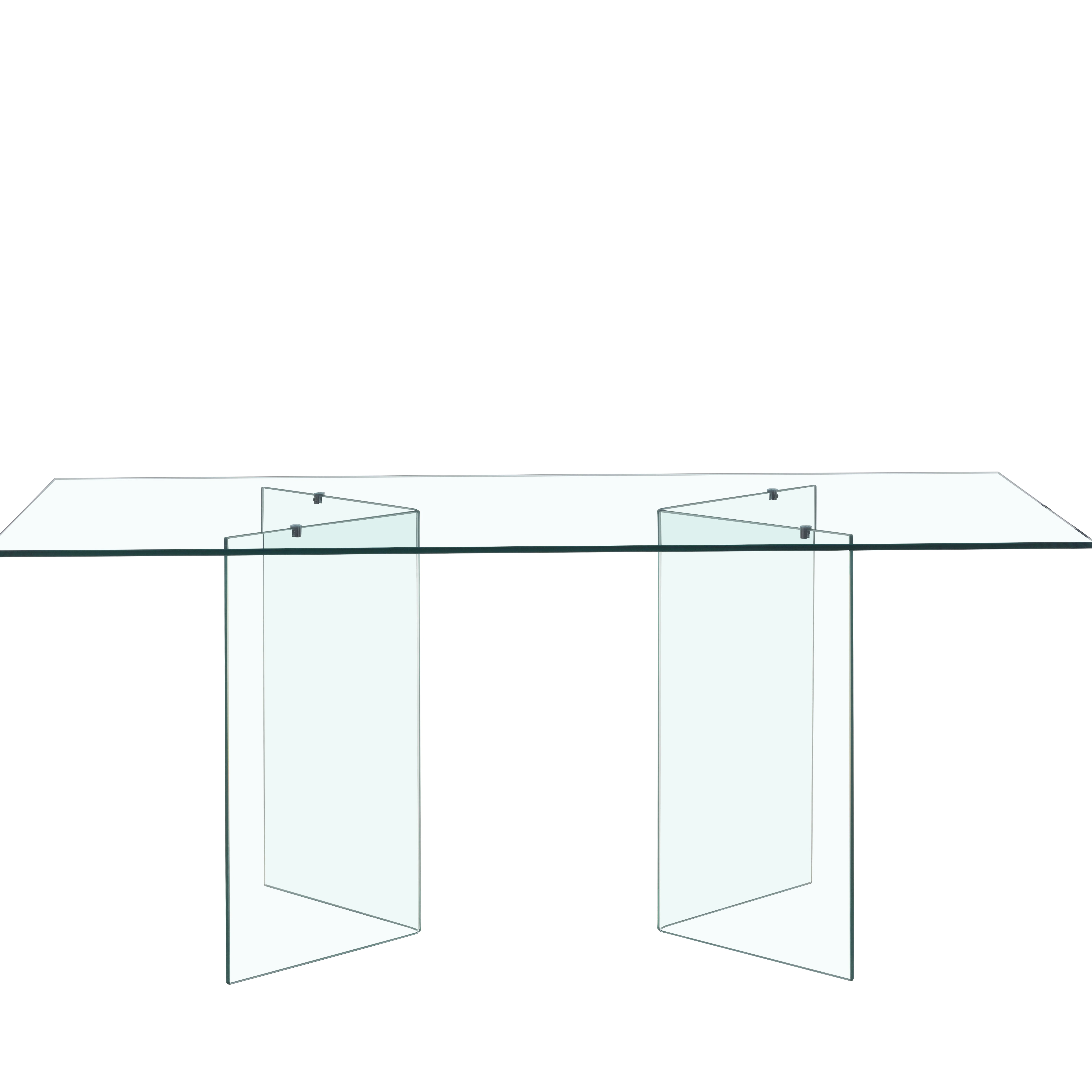Bent Glass Dining Table With Clear Tempered Glass Legs