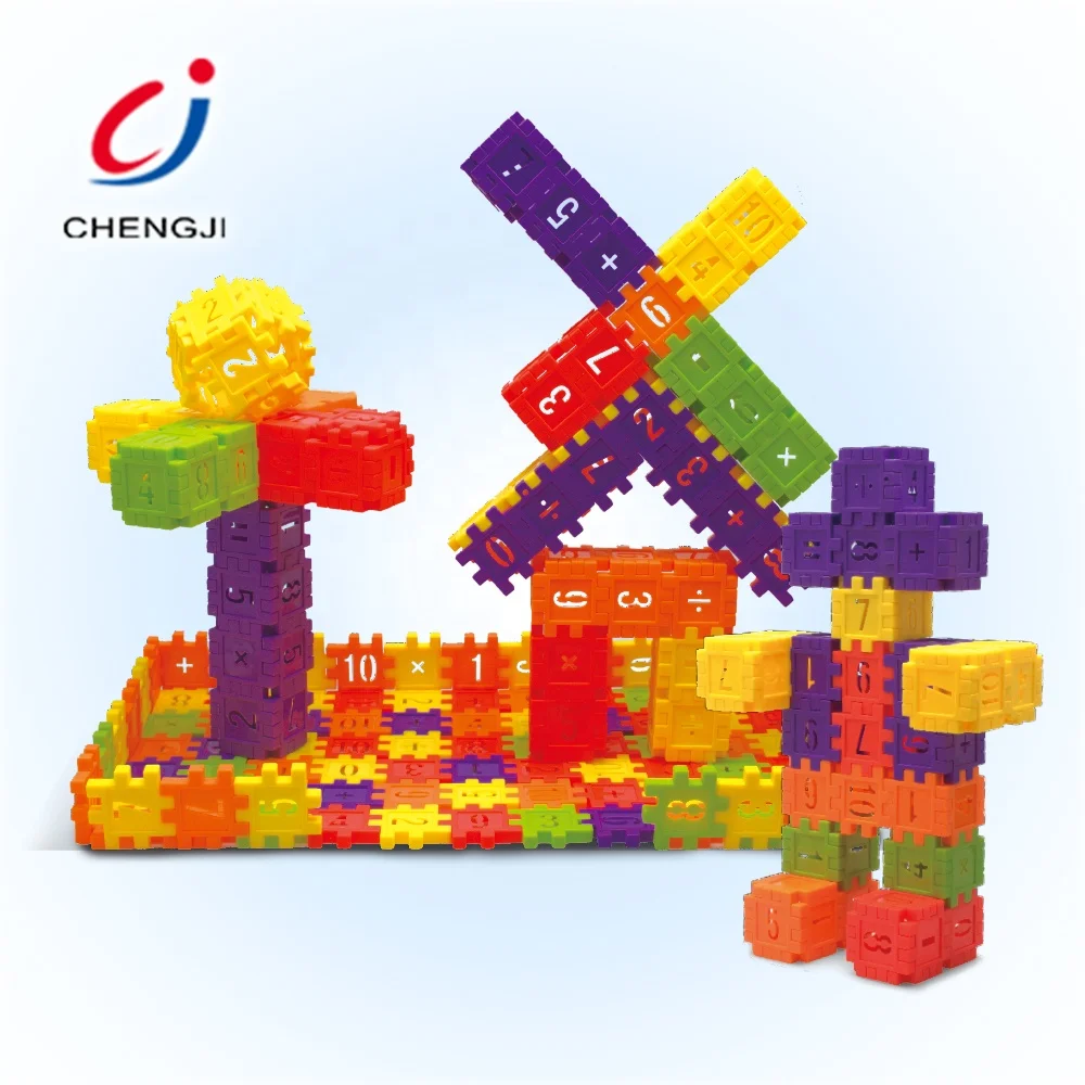 Cheap plastic educational connecting building splicing creative number blocks toys