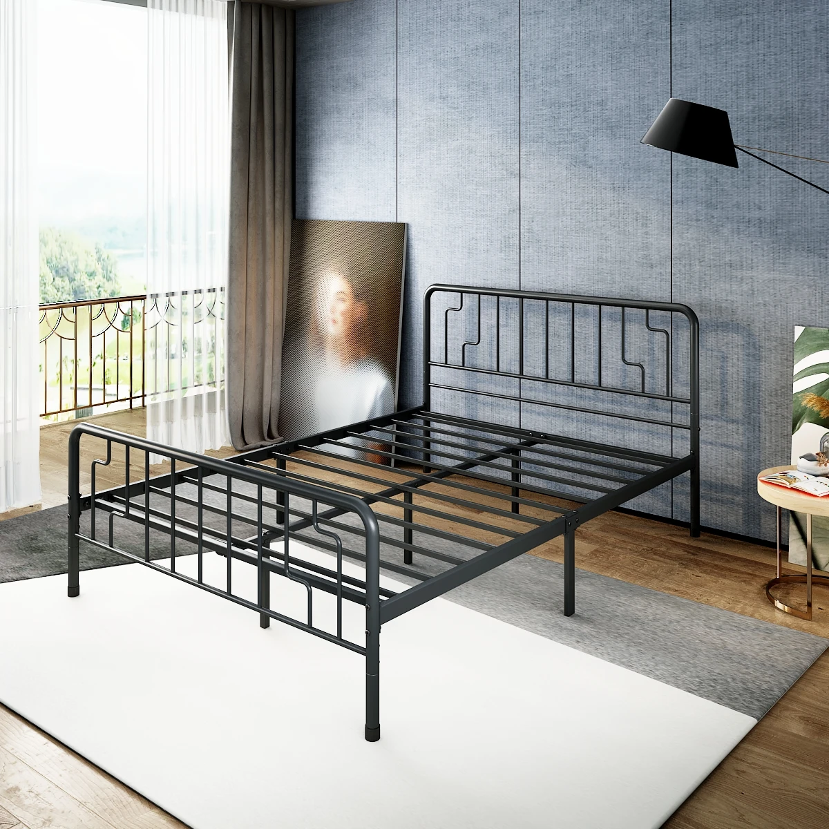 Современная Минималистичная Классическая полноразмерная металлическая рама для кровати в спальне гостинице кованая железная