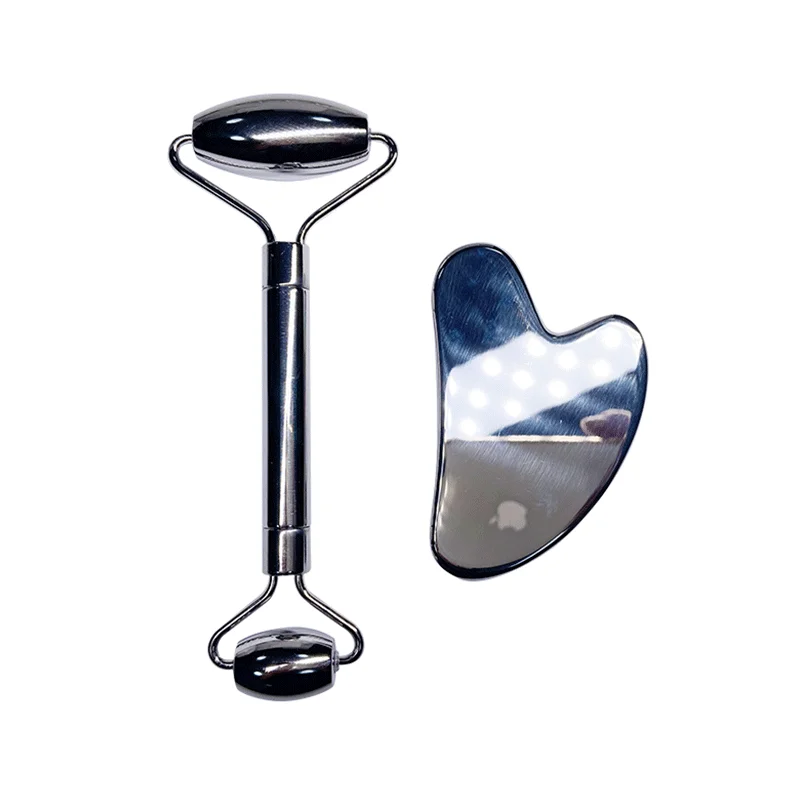 New Design Metal Facial Massager Silver Gua Sha Scraping Ice Stainless Steel Face Roller