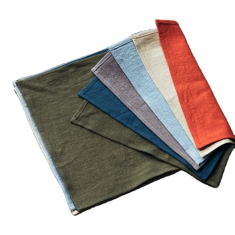 linen cotton blended plain napkin with folded hem