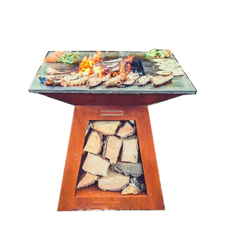 Outdoor corten steel european BBQ grill metal barbecue pit